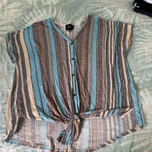 W5 Blue Button Down Shirt with Stripes